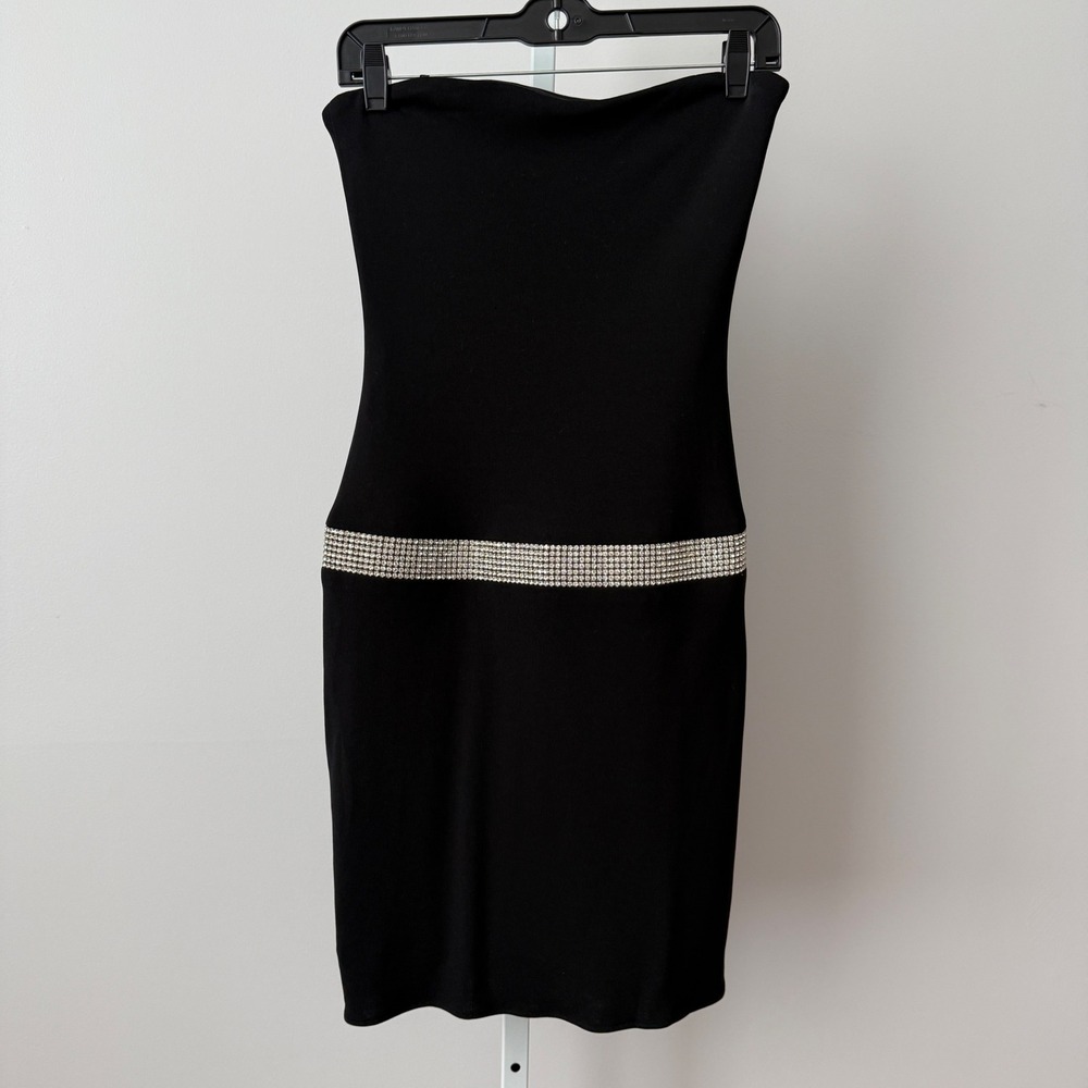 Shelly Segal Laundry sz S VTG Compliance Alliance Black Strapless‎ Dress